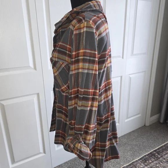 BKE Red and Brown Plaid Shirt - Picture 2 of 6